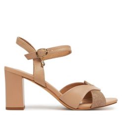 Sandały Lasocki. Brązowe sandały damskie Lasocki, bez wzorów, bez obcasa, na słupku, bez zapięcia. Za 219.99 zł.