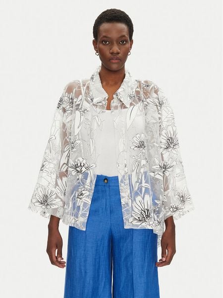 Joseph Ribkoff Bluzka 251102 Biały Boxy Fit. Białe bluzki damskie Joseph Ribkoff, bez wzorów, z wiskozy, bez kołnierzyka, bez ramiączek. Za 569.99 zł.