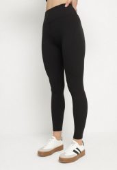 Czarne Prążkowane Legginsy z Szeroką Gumką w Talii Lanessiel. Czarne legginsy damskie Born2be, bez wzorów, z jeansu. Za 39.99 zł.