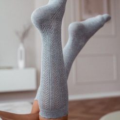 Podkolanówki damskie 210 jodełka j.szary. Szare skarpetki damskie Milena, bez wzorów, z bawełny. Za 24.00 zł.