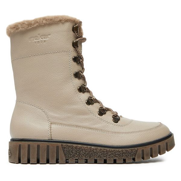 Trzewiki Rieker. Brązowe botki damskie Rieker, bez wzorów, bez obcasa, na płaskiej podeszwie, bez zapięcia. Za 439.99 zł.