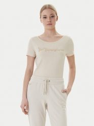 EA7 Emporio Armani T-Shirt 7W000978 AF10373 U1088 Beżowy Regular Fit. Brązowe t-shirty damskie EA7 Emporio Armani, s, bez wzorów, z bawełny, bez kołnierzyka, bez ramiączek. Za 329.99 zł.