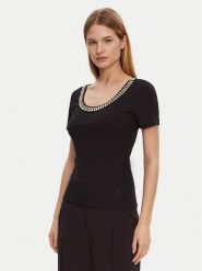 Marciano Guess Bluzka 5RGP18 6299A Czarny Reglan Fit. Czarne bluzki damskie Marciano Guess, m, z aplikacjami, z wiskozy, bez kołnierzyka, bez ramiączek. Za 169.99 zł.