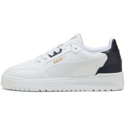 Adidasy Puma Shuffle Downtown, Dla obu płci. Białe obuwie sportowe damskie Puma, bez wzorów, ze skóry ekologicznej, bez zapięcia. Za 364.05 zł.