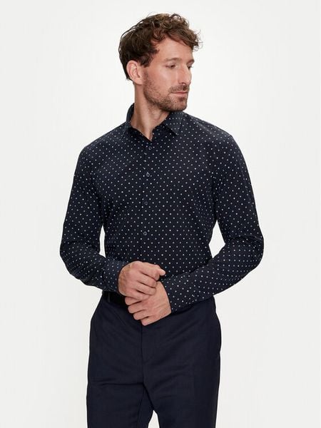Calvin Klein Koszula K10K113168 Granatowy Slim Fit. Niebieskie koszule męskie Calvin Klein, m, bez wzorów, z bawełny, bez kołnierzyka, bez ramiączek. Za 209.99 zł.