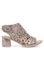 Rieker Sandały 64780-90 Kolorowy. Sandały damskie Rieker, bez wzorów, z syntetyku, bez obcasa, na słupku, bez zapięcia. Za 299.99 zł.