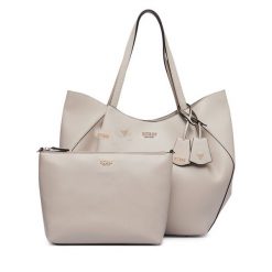 Torebka Guess. Brązowe shopperki damskie Guess, z aplikacjami, bez dodatków. Za 714.99 zł.