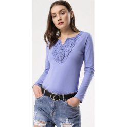 Fioletowa Bluzka Ethnic. Fioletowe bluzki damskie Born2be, l, z aplikacjami, bez kołnierzyka, bez ramiączek. Za 29.99 zł.