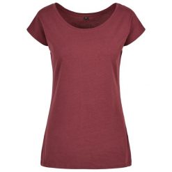 Koszulka Damska Z Szerokim Dekoltem. Niebieskie bluzki damskie BUILD YOUR BRAND, xs, bez wzorów, sportowe, bez kołnierzyka, bez ramiączek. Za 38.99 zł.