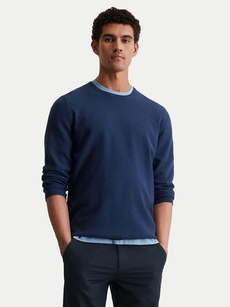 Marc O'Polo Sweter 526 5023 60080 Granatowy Regular Fit. Niebieskie swetry męskie Marc O'Polo, m, bez wzorów, z bawełny, bez kołnierzyka, bez ramiączek. Za 269.99 zł.