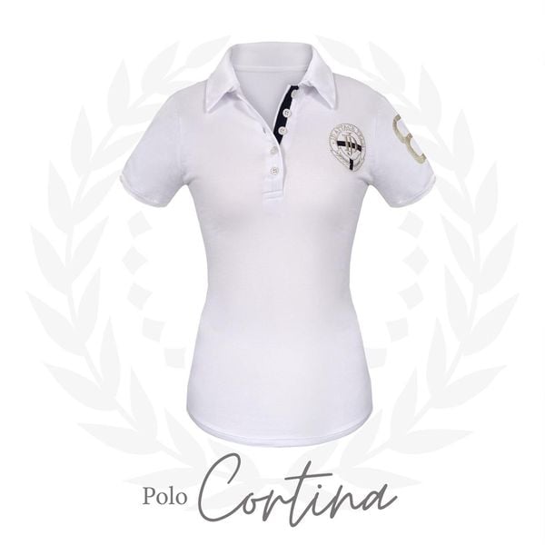 Koszulka polo do jazdy konnej damska JD ATTACK Cortina. Białe bluzki damskie JD ATTACK, xl, bez wzorów, sportowe, bez kołnierzyka, bez ramiączek. Za 99.00 zł.