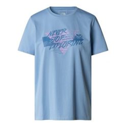 The North Face Koszulka Foundation Traces Graphic Nf0A882Uqeo. Niebieskie koszulki sportowe damskie The North Face, bez wzorów, bez ramiączek. Za 151.99 zł.