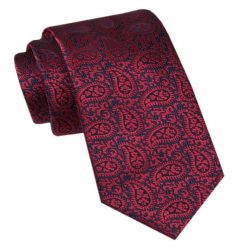 Modny Męski Krawat - Alties - Duży Czerwony Wzór Paisley. Czerwone krawaty i muchy Alties, bez wzorów, z tkaniny, eleganckie. Za 49.00 zł.