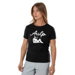 T-shirt damski dopasowany okrągły dekolt BANNE z ekologicznych materiałów. Czarne koszulki sportowe damskie Aulp, l, bez wzorów, z materiału, bez ramiączek. W wyprzedaży za 79.99 zł.