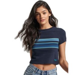 Koszulka court rayé femme Superdry Vintage. Niebieskie bluzki damskie Superdry, bez wzorów, vintage, bez kołnierzyka, bez ramiączek. Za 103.80 zł.