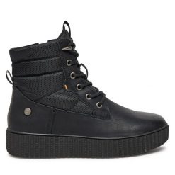 Botki Refresh. Czarne botki damskie Refresh, bez wzorów, bez obcasa, na płaskiej podeszwie, bez zapięcia. Za 289.99 zł.