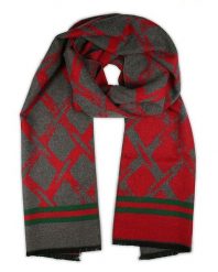 Szalik Dwustronny, Czerwono-Szary, Wzór Geometryczny, Jesienno-Zimowy, 100% Wiskoza -ALTIES. Czerwone szaliki męskie Alties, bez wzorów, z bawełny. Za 59.00 zł.