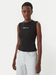 Tommy Jeans Top DW0DW22577 Czarny Slim Fit. Czarne topy damskie Tommy Jeans, xl, bez wzorów, z bawełny, bez kołnierzyka, bez ramiączek. Za 129.99 zł.