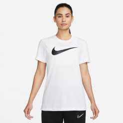 Koszulka z krótkim rękawem Damska Nike Biały. Białe bluzki damskie Nike, m, bez wzorów, sportowe, bez kołnierzyka, bez ramiączek. Za 162.00 zł.