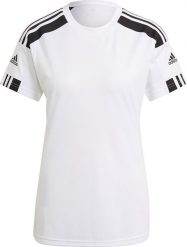 Koszulka damska adidas Squadra 21 Jersey biała GN5753 S. Białe bluzki damskie Adidas, s, bez wzorów, z jersey, bez kołnierzyka, bez ramiączek. Za 69.99 zł.