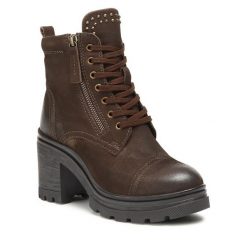 Trzewiki Lasocki. Brązowe botki damskie Lasocki, bez wzorów, bez obcasa, na słupku, bez zapięcia. Za 269.99 zł.