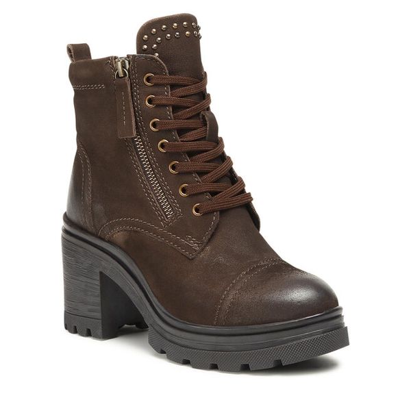 Trzewiki Lasocki. Brązowe botki damskie Lasocki, bez wzorów, bez obcasa, na słupku, bez zapięcia. Za 269.99 zł.