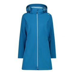 Kurtka parka z kapturem, zapinana na zamek dla kobiet CMP. Niebieskie parki damskie CMP, bez wzorów, z materiału, z kapturem. Za 435.95 zł.