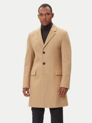 HUGO Płaszcz wełniany Migor2541 50546528 Beżowy Slim Fit. Brązowe płaszcze męskie Hugo, na zimę, m, bez wzorów, z wełny, bez kołnierzyka, bez kaptura. Za 1,309.00 zł.