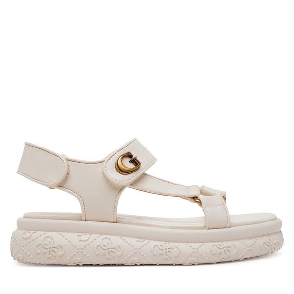 Sandały Guess. Sandały damskie Guess, z aplikacjami, bez obcasa, na płaskiej podeszwie, bez zapięcia. Za 329.99 zł.