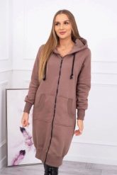 Bluza ocieplana długa z kapturem mocca. Bluzy damskie KESI, l, bez wzorów, z bawełny, bez ramiączek, z kapturem. Za 313.67 zł.