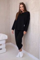 Komplet new punto bluza + spodnie czarny. Czarne bluzy damskie KESI, l, bez wzorów, z bawełny, biznesowe, bez ramiączek, bez kaptura. Za 347.13 zł.