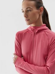 4F Bluza treningowa z materiałów z recyklingu damska XS. Czarne bluzy damskie 4F, xs, bez wzorów, z dzianiny, bez ramiączek, bez kaptura. Za 229.99 zł.