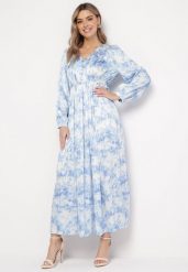 Jasnoniebieska Rozkloszowana Sukienka Maxi z Ozdobnymi Guzikami Blotria. Niebieskie sukienki damskie Born2be, na imprezę, na lato, l, bez wzorów, eleganckie, bez kołnierzyka, bez ramiączek, maxi, rozkloszowane. Za 149.99 zł.