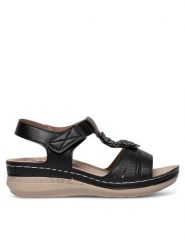 Clara Barson Sandały WYL0510-20 Czarny. Czarne sandały damskie Clara Barson, bez wzorów, z syntetyku, bez obcasa, na płaskiej podeszwie, bez zapięcia. Za 99.99 zł.