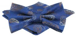 Mucha Męska w Zestawie z Poszetką - Alties - Niebieska, w Paisley. Niebieskie krawaty i muchy Alties, bez wzorów, eleganckie. Za 65.00 zł.