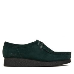 Półbuty Clarks. Zielone półbuty damskie Clarks, bez wzorów, bez obcasa, na płaskiej podeszwie, bez zapięcia. Za 529.99 zł.