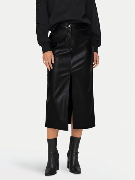 ONLY Spódnica z imitacji skóry Heidi 15322539 Czarny Regular Fit. Czarne spódnice damskie ONLY, s, bez wzorów, ze skóry. Za 48.99 zł.