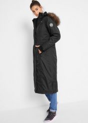Płaszcz outdoorowy ze sztucznym futerkiem, nieprzemakalny. Szare płaszcze damskie bonprix, s, bez wzorów, bez kołnierzyka. Za 409.99 zł.