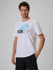 4F T-shirt regular z nadrukiem męski - multikolor L. T-shirty męskie 4F, l, bez wzorów, z bawełny, bez kołnierzyka, bez ramiączek. W wyprzedaży za 49.99 zł.