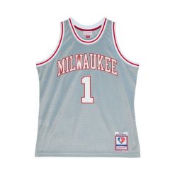 Koszulka NBA Milwaukee Bucks Oscar Robertson 75th NBA. Białe bluzki damskie Mitchell & Ness, bez wzorów, sportowe, bez kołnierzyka, bez ramiączek. W wyprzedaży za 565.50 zł.