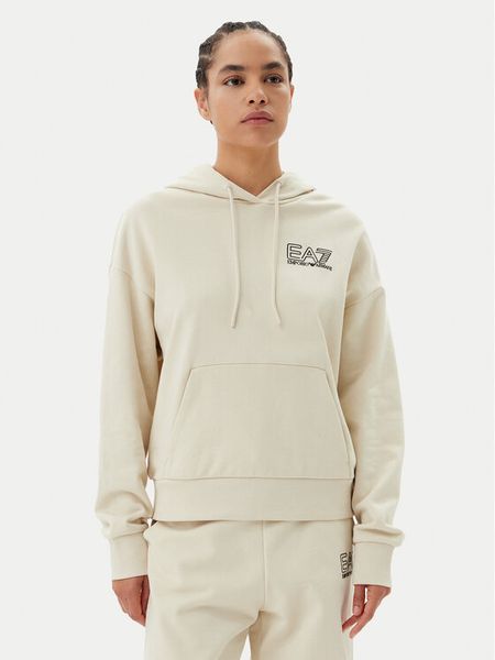 EA7 Emporio Armani Bluza 7W000101 AF12473 U1079 Beżowy Loose Fit. Brązowe bluzy damskie EA7 Emporio Armani, xxl, bez wzorów, z bawełny, bez ramiączek, bez kaptura. Za 309.99 zł.