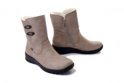RIEKER TEX Z7172-62 beige, botki damskie. Brązowe botki damskie Rieker, na zimę, bez wzorów, z wełny, bez obcasa, na koturnie, bez zapięcia. Za 359.90 zł.