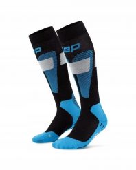 Męskie sportowe podkolanówki kompresyjne na zimę z wełną merino CEP. Czarne skarpety męskie CEP, bez wzorów, z elastanu. Za 199.00 zł.