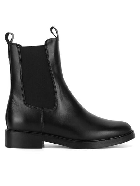 Gino Rossi Sztyblety C-ANITA-124-25215PE Czarny. Czarne botki damskie Gino Rossi, bez wzorów, ze skóry, bez obcasa, na płaskiej podeszwie, bez zapięcia. Za 299.99 zł.