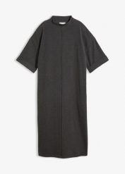 Sukienka z dżerseju. Szare sukienki damskie bonprix, bez wzorów, z dżerseju, bez kołnierzyka, bez ramiączek. Za 109.99 zł.
