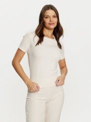 Guess T-Shirt V5RI04 KCLH0 Écru Regular Fit. T-shirty damskie Guess, m, z aplikacjami, z syntetyku, bez kołnierzyka, bez ramiączek. Za 119.99 zł.