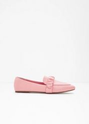 Loafersy. Czerwone balerinki damskie bonprix, bez wzorów, bez obcasa, bez zapięcia. Za 54.99 zł.