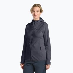 Bluza damska Jack Wolfskin Baiselberg Hooded FZ. Szare bluzy damskie Jack Wolfskin, bez wzorów, sportowe, bez ramiączek, bez kaptura. Za 359.99 zł.