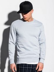Bluza męska bez kaptura BASIC - srebrna - Rozmiar: M. Szare bluzy męskie Ombre Clothing, m, bez wzorów, z bawełny, klasyczne, bez ramiączek, bez kaptura. W wyprzedaży za 29.99 zł.