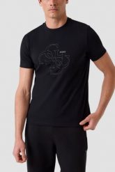 GUESS Czarny bawełniany t-shirt męski na krótki rękaw z wyszywanym logo 4G Tiberio, Rozmiar M. Czarne t-shirty męskie Guess, m, z aplikacjami, z bawełny, bez kołnierzyka, bez ramiączek. W wyprzedaży za 179.99 zł.
